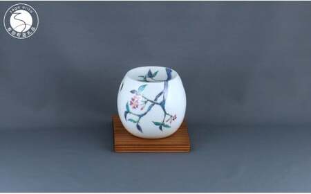 有田焼 茶香炉[山桜文][赤絵白磁硯処 雪月花]手描き 伝統工芸 香炉 赤絵 インテリア 75000円 A75-63