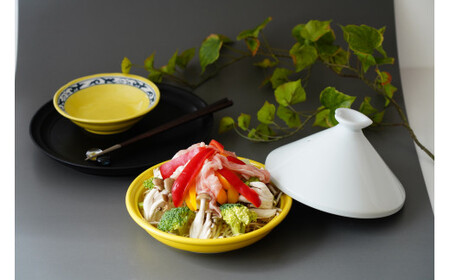 有田焼 レンジタジン鍋(イエロー)&取り皿(黄唐草)5枚 東洋セラミックス