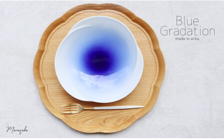 [まるふくオリジナル]有田焼 Blue Gradation Plate 青 ブルー グラデーション 夏の器 涼し気 大皿 パスタ皿