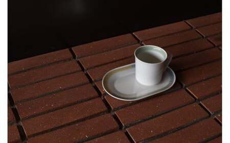 1616/ PC Mug Green & Oval Plate 200 セット 有田焼 器 食器 オーバルプレート 皿 白 ホワイト マグカップ