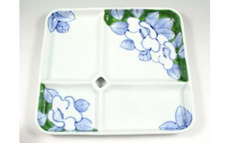 有田焼 One Plate 1+3 椿(緑) 三光堂