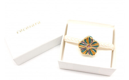 cocosara Elegantなお花の帯留(黄・緑・紫) おしゃれ アクセサリー 磁器 和装小物 着物用