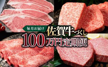 毎月お届け!佐賀牛づくし!100万円定期便 / ふるさと納税 国産 サーロインステーキ ヒレステーキ ローストビーフ ハンバーグ しゃぶしゃぶ 国産牛 国産和牛 佐賀牛 お肉 肉 にく 霜降り 冷凍