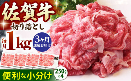[全3回定期便]佐賀牛 A5 切り落とし 1kg(250g×4パック) [HAD153] 切り落とし