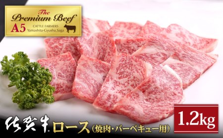 [霜降り A5ランク]佐賀牛 ロース 焼肉用 1.2kg (400g×3パック)[山下牛舎] [HAD052]黒毛和牛 牛肉 肉 焼肉 BBQ バーベキュー 霜降り小分け