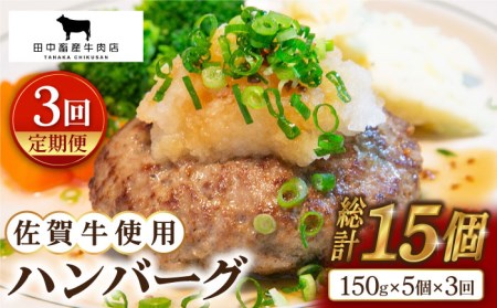 [全3回定期便]佐賀牛 ハンバーグ 5個セット[田中畜産牛肉店][HBH047] 黒毛和牛 牛肉 肉 はんばーぐ 惣菜 加工品 おかず 定期