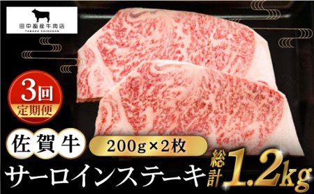 [全3回定期便]佐賀牛 サーロインステーキ 200g×2枚[田中畜産牛肉店][HBH053] 黒毛和牛 牛肉 肉 ステーキ用 ロース 焼肉 BBQ