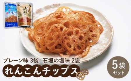 れんこんチップス 5袋入り（プレーン味×3袋/石垣の塩味×2袋） / れんこんチップス [ICC005]