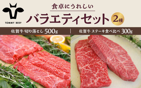 【牧場直送】佐賀県産和牛 食卓にうれしいバラエティ セット （切り落とし 500g＆ステーキ食べ比べ 300g）【有限会社佐賀セントラル牧場】[IAH203]