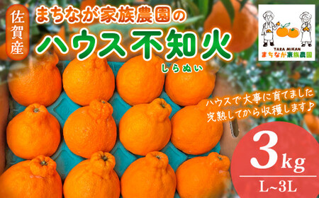 まちなが家族農園のハウス不知火(しらぬい)3kg [2026年3月下旬〜5月下旬まで順次発送予定] しらぬい 不知火 でこぽん デコポン フルーツ くだもの 果物 ミネラル豊富 太良町 国産 贈答用 M64x1