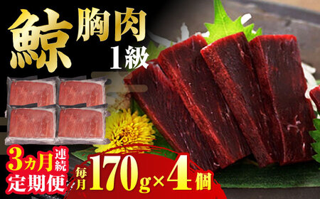 [全3回定期便] 鯨 赤肉 胸肉 170g×4個セット 長崎市/日野商店