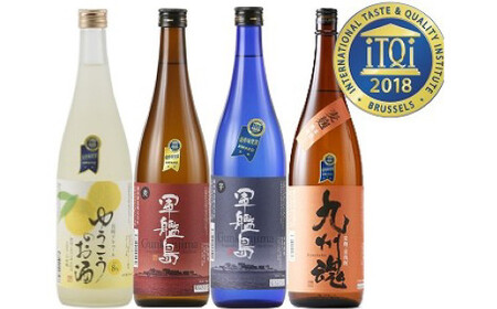 2018年受賞焼酎飲み比べセット 720ml×4本 / 酒 アルコール 焼酎 麦 芋 晩酌 ゆうこう 霧氷酒造 長崎県 長崎市