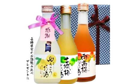 長崎果実のお酒ミニボトル箱入包装3本セット/ゆうこう・南高梅・古城梅 各300ml / 酒 お酒 南高梅 古城梅 梅 ゆうこうのお酒