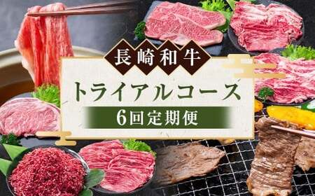 [年6回定期便] 長崎和牛 トライアルコース / 6回定期便 6回 黒毛和種 黒毛和牛 和牛 国産牛 牛肉 お肉 肉 霜降り セット コース 定期便 九州 長崎県 長崎市 冷凍