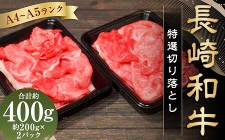 [A4〜A5ランク] 長崎和牛 特選切り落とし 約400g(約200g×2パック) / 肩ロース 和牛 牛肉 お肉 肉 長崎県産 国産 切落し 小分け パック 冷凍 長崎県 長崎市 meat shop FUKU