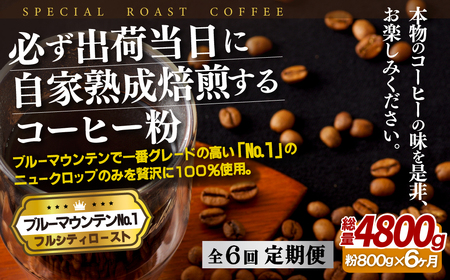 必ず出荷日に自家熟成焙煎ブルーマウンテンNo.1粉(800g)【6回定期便】