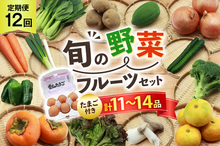 AI247 [12回] 定期便 旬の野菜 フルーツ セット 卵6個 計11～14品目[ 野菜 野菜セット 詰め合わせ 果物 たまご 卵 赤卵 雲仙たまご 島原市 長崎県 農産品流通 ]
