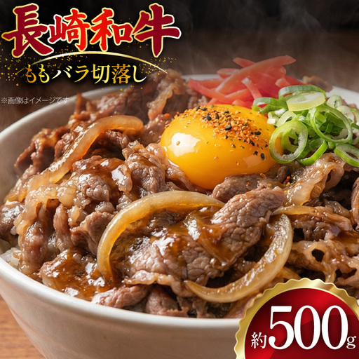 AJ509 長崎和牛 切り落とし (もも・バラ) 約500g [ 肉 牛肉 和牛 バラ モモ おいしい こま切れ カレー 肉じゃが まるしん商会 黒牛 長崎県 島原市 ]