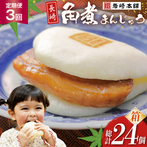 BJ025 岩崎本舗 【3回定期便】長崎角煮まんじゅう 8個入 (箱) [長崎県 島原市]