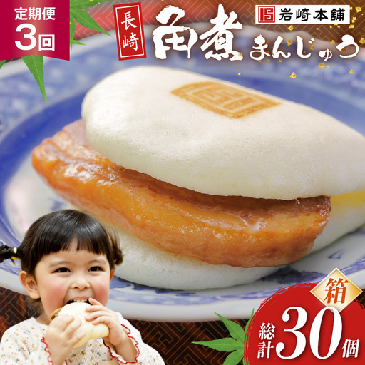 BJ030 岩崎本舗 【3回定期便】長崎角煮まんじゅう 10個入 (箱) [長崎県 島原市]