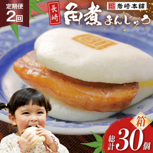 BJ034 岩崎本舗 【2回定期便】長崎角煮まんじゅう 15個入 (箱) [長崎県 島原市]