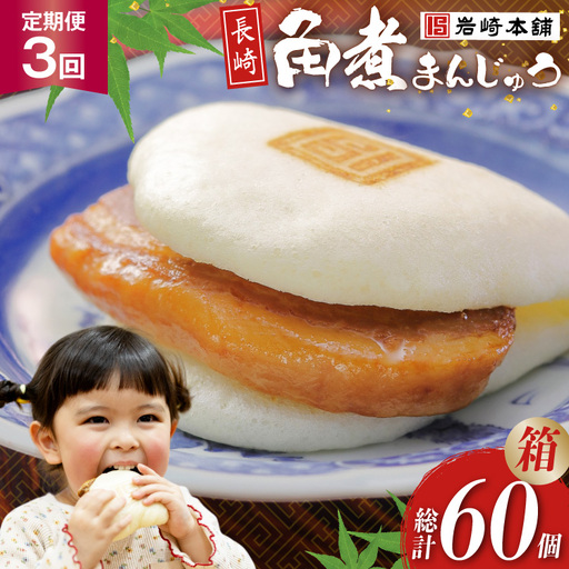 BJ040 岩崎本舗 【3回定期便】長崎角煮まんじゅう 20個入 (箱) [長崎県 島原市]