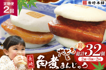 岩崎本舗 [2回定期便]長崎角煮まんじゅう 8個入 (箱) ・ 大とろ角煮まんじゅう 8個入 (箱) [長崎県 島原市]