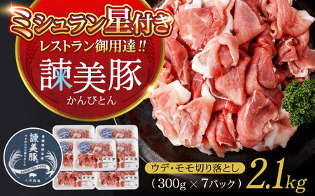 [特Aのブランド米で育てた]諫美豚 切り落とし 2.1kg / 諫美豚 豚肉 ぶたにく 切り落とし 豚 ぶた 肉 ウデ モモ パック 小分け 冷凍/ 諫早市 / 株式会社土井農場 [AHAD063]