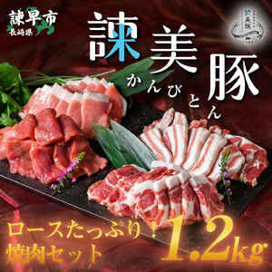 諫美豚焼肉セット計1.2kg / 豚肉 ぶたにく ロース バラ モモ 焼肉 小分け / 諫早市 / 株式会社土井農場 [AHAD057]