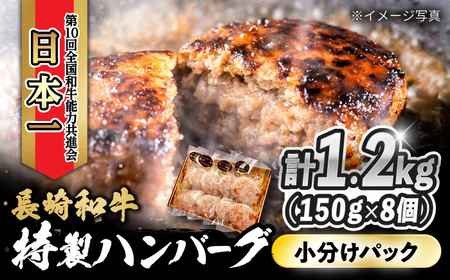 長崎和牛入りハンバーグ 約150g×8個 合計 約1.2kg  / 冷凍 小分け 個包装 おかず / 大村市 / かとりストアー[ACAN057]