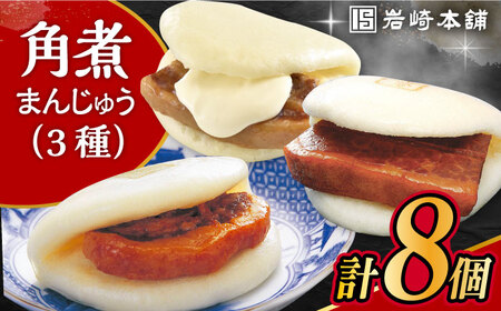 角煮 まんじゅう 三種 食べくらべ セット 計8個(箱)岩崎本舗 /角煮まん おやつ 長崎 角煮 饅頭 / 大村市[ACAH061]