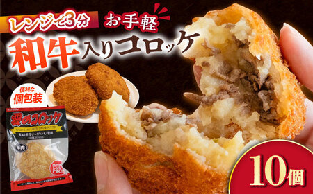 愛のコロッケ(長崎和牛入り)10個 / コロッケ ころっけ 牛肉コロッケ おかず 惣菜 時短 冷凍 牛肉 和牛 コロッケ レンジ コロッケ 冷凍 / 大村市 / 株式会社ナガスイ [ACYQ035]