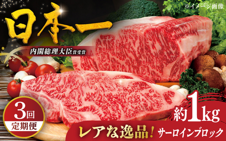 [全3回定期便]特選長崎和牛サーロインブロック1kg 平戸市 / 萩原食肉産業