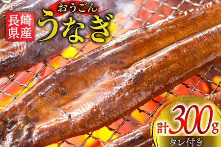 うなぎ 国産 蒲焼 長崎県産 おうごんうなぎ 約300g 2尾〜3尾 [松永水産 長崎県 平戸市 hr42bgy400022]