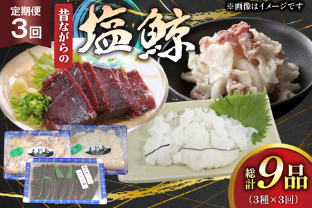 鯨肉 3回 定期便 昔ながらの塩鯨 3種 食べ比べセット [平戸口吉善商店 長崎県 平戸市 hr42bgy390078]