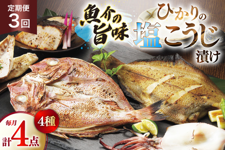 漬け魚 漬魚 塩麹 塩こうじ 魚介 詰め合わせ 3回 定期便 ひかりの塩麹 4種 セット [ひかり 長崎県 平戸市 hr42bgy420439]