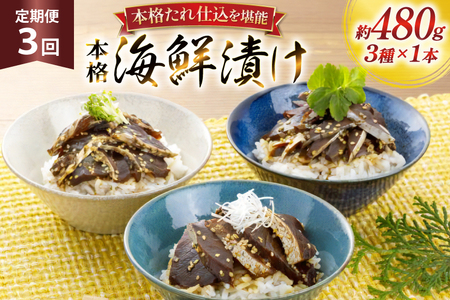 刺身 漬け丼 本格 海鮮漬け セット 160g 3本 3回 定期便 総計1.4kg 詰め合わせ 食べ比べ [よかろ物産 長崎県 平戸市 hr42bgy420107]