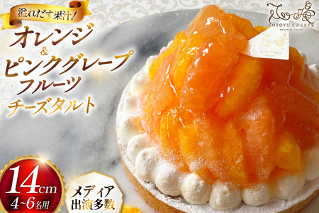 フルーツ タルト オレンジ & ピンク グレープフルーツ チーズタルト 1ホール 14cm [心優-Cotoyu Sweets- 長崎県 平戸市 hr42bgy420081]