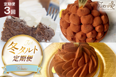 チョコ ケーキ 冬 タルト 3種 ティラミス リッチチョコタルト ガトーショコラ 各回1ホール 3回 定期便 総計3ホール [心優-Cotoyu Sweets- 長崎県 平戸市 hr42bgy420475]