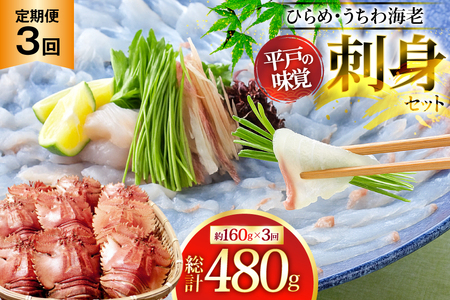 魚 海老 刺身 ヒラメ & うちわ海老 刺し盛 セット 約160g 3回 定期便 [平戸さくら水産 長崎県 平戸市 hr42bgy420251]