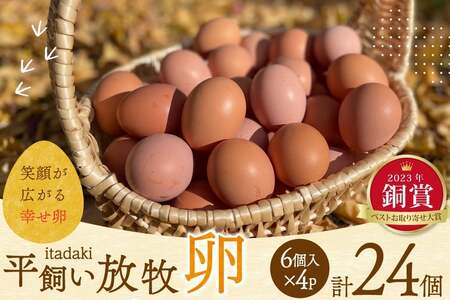 卵 平飼い たまご タマゴ 玉子 新鮮 平飼い放牧卵「itadaki」4パック 総計24個 [ナチュラルエッグラボ 長崎県 平戸市 hr42bgy420096]