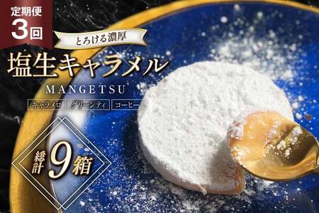 キャラメル スイーツ MANGETSU キャラメロ グリーンティー コーヒー 85g 3種 各1個 計3個 3回 定期便 総計 9箱 [firando 長崎県 平戸市 hr42bgy420158]