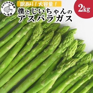 訳ありご家庭用に大活躍!僕とじいちゃんのアスパラガス2kg[B0-160] 訳あり 不揃い アスパラガス 大容量 新鮮 朝採れ 野菜 生産者直送