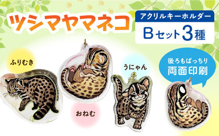対馬 オリジナル ツシマヤマネコ 両面 アクリルキーホルダー Bセット 対馬山猫 アクキー お土産 にゃんこ 