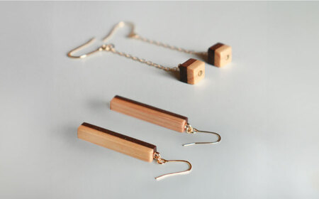 木のピアス(2種類セット)[家具製作所kiiro] クルミ ヒノキ アクセサリー 