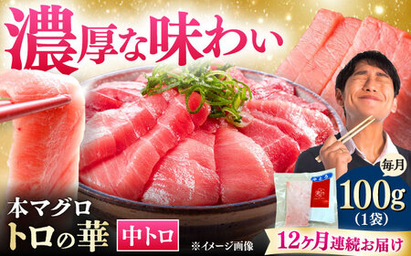 【全12回定期便】対馬産 本マグロ 中トロ100g ≪対馬市≫【桐谷商店】 トロの華 対馬 新鮮 マグロ 中トロ トロ 鮪 刺身[WAQ118]