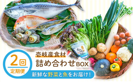 [全2回定期便]壱岐産食材詰め合わせBOX「野菜と魚」[壱岐市][壱岐イルカパーク&リゾート]塩 醤油 卵 魚介類 海鮮