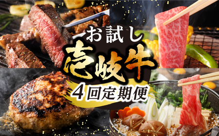[全4回定期便] 壱岐牛 いろいろお試し定期便(全4種/計約2kg)[壱岐市][株式会社ヤマグチ] 焼肉 ハンバーグ サーロイン ステーキ すき焼 モモ 冷凍配送 [JCG146] 九州