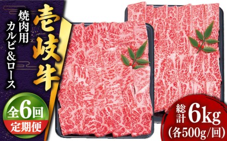 [全6回定期便] 壱岐牛 焼肉セット(ロース500g・カルビ500g) [JDD016] 冷凍配送 黒毛和牛 A5ランク 肉 牛肉 和牛 赤身 ロース カルビ 焼肉 セット 食べ比べ BBQ 焼肉用 300000 300000円 30万円