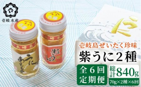 [全6回定期便]島のぜいたく珍味粒うに2本セット [JBR017] 102000 102000円 冷蔵配送 九州
